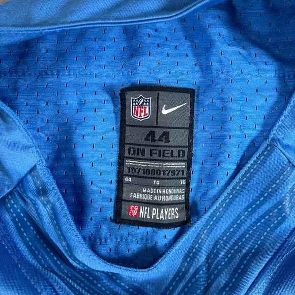 NFL Nike Detroit Lions 20 Barry B. SANDERS Size 44 Blue On-Field Jersey - Picture 3 of 9